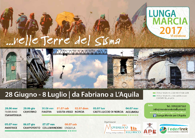 Lunga Marcia 2017 - nelle terre del sisma - 28 giugno/8 luglio 2017 da Fabriano all'AQuila