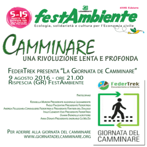 FederTrek partecipa a FESTAMBIENTE e presenta la Giornata del Camminare 2016